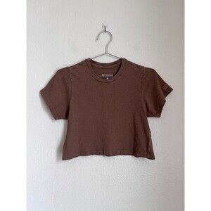 SET ACTIVE Cotton Crop Tee in Brown Size XS